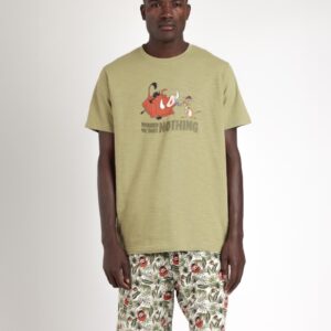 disney pijama manga corta timon pumbaa para hombre caqui